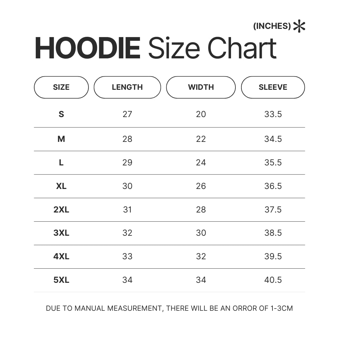 Hoodie Size Chart - Hannibal Merch