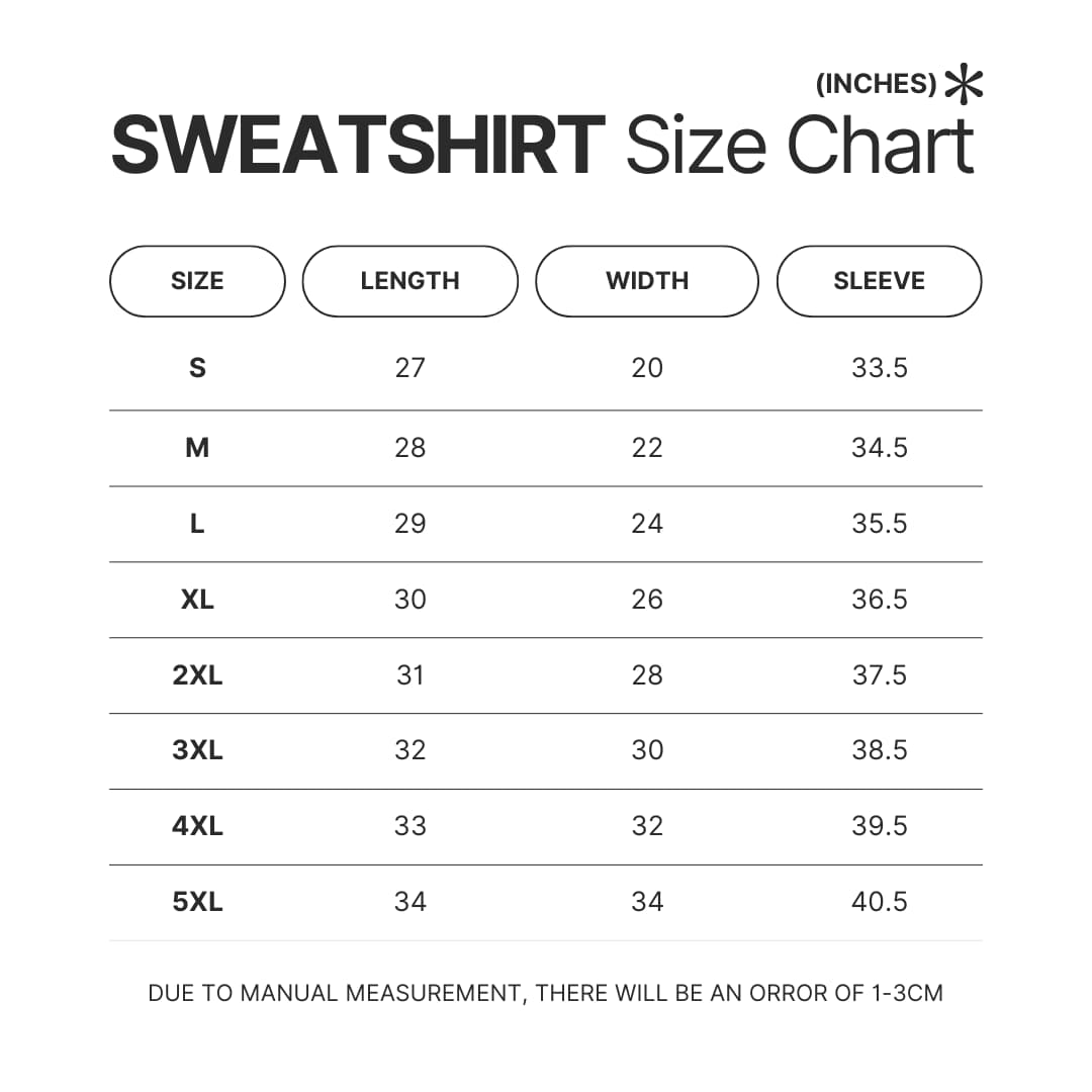 Sweatshirt Size Chart - Hannibal Merch