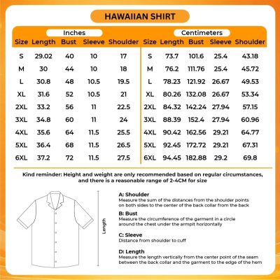 3D Hawaiian Shirt Size Chart - Hannibal Merch