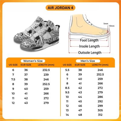 Air Jordan 4 Shoes Size Chart - Hannibal Merch