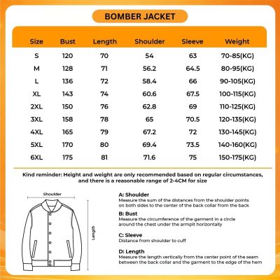 Bomber Jacket Size Chart - Hannibal Merch