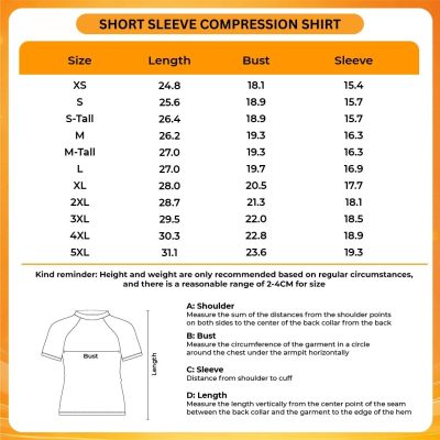 Compression shirt Size chart - Hannibal Merch
