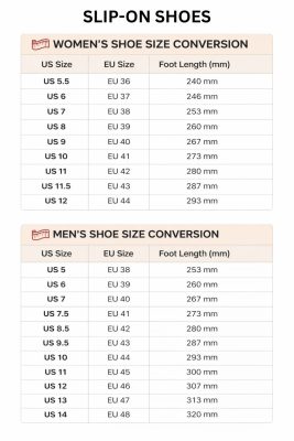 Slip On Shoes Size Chart - Hannibal Merch