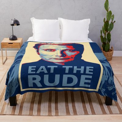 Eat The Rude Hannibal Lecter Throw Blanket